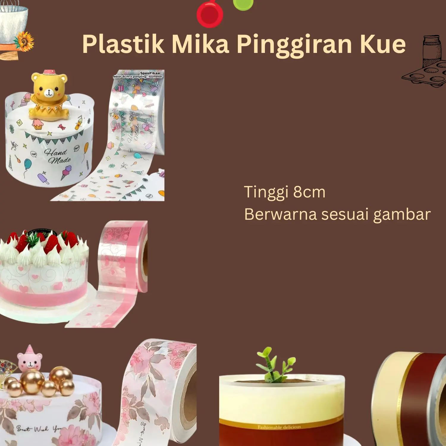 Mika Roll Cake Plastik Mika Pinggiran Kue Mika Roll