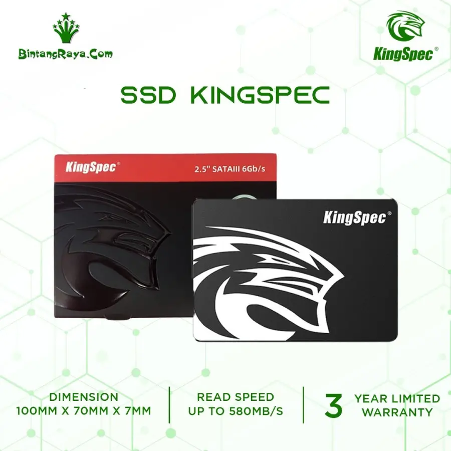 SSD KINGSPEC SATA 3 128GB / 256GB / 512GB / 1TB GARANSI 3 TAHUN