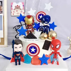 Cake Topper Action Figure Marvel Avengers 6 pcs Iron man spiderman/Ava