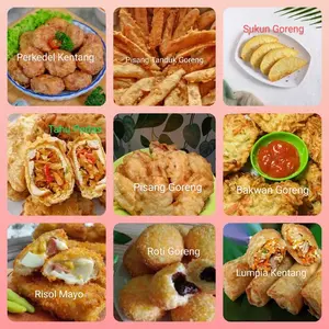 Gorengan pisang tanduk,sukun,tahu pedas, perkedel, lumpia,risol,bakwan gorengan  jajanan takjil untuk buka puasa dan lebaran