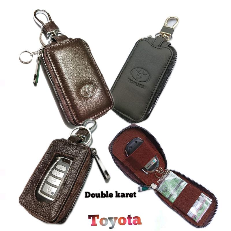 dompet kunci remote keyless dan STNK mobil Toyota kulit asli dobel karet 1