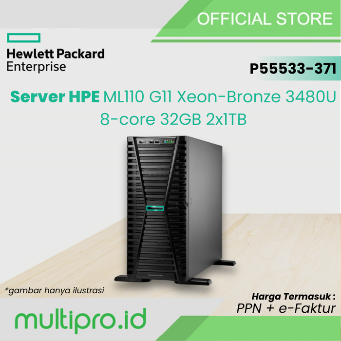 Gambar Server HPE ML110 G11 Xeon-Bronze 3480U 8-core 32GB 2x1TB P55533-371 dari Multipro.id Kota Administrasi Jakarta Utara Tokopedia