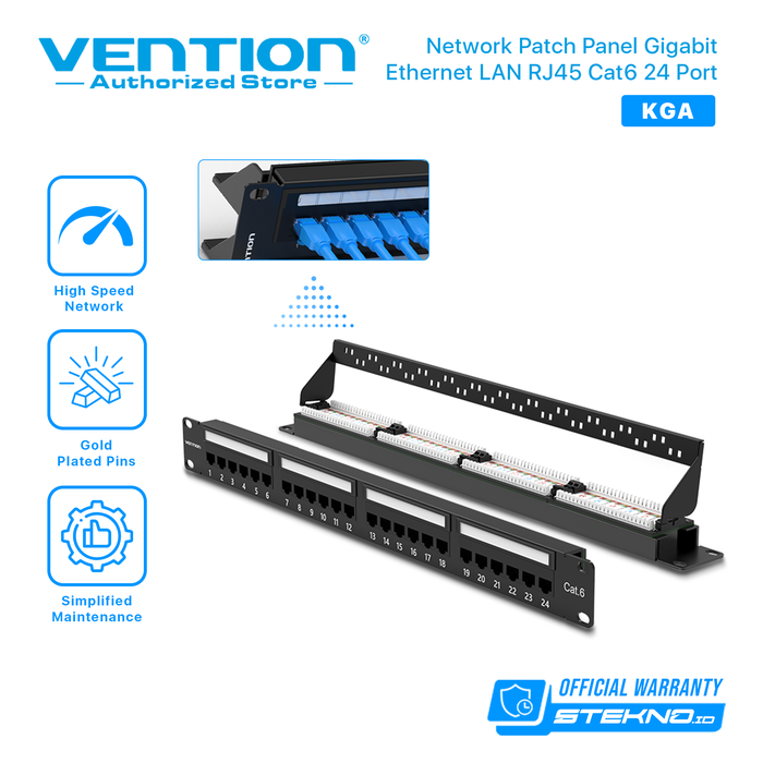 Gambar Vention Network Patch Panel Gigabit Ethernet LAN RJ45 Wall Rackmount dari Vention Authorized Store Kota Administrasi Jakarta Barat Tokopedia