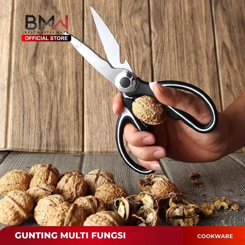 Gunting Dapur + Sarung HITAM 8'/ Gunting Daging Tulang Serbaguna Stainless Kitchenware Steel Plastik 3