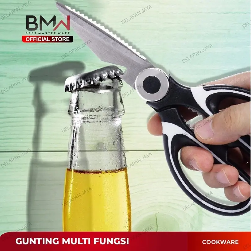 Gunting Dapur + Sarung HITAM 8'/ Gunting Daging Tulang Serbaguna Stainless Kitchenware Steel Plastik 2
