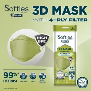 Softies 3D Surgical Mask SACHET isi 5pcs Model KF94 Masker Medis 4ply Filter -SACHET