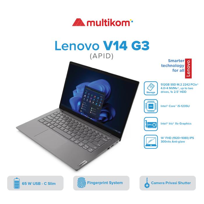 Gambar Lenovo V14 G3 APID i5-1235U 8GB 512SSD 14″ FHD IPS W11 OHS dari MULTIKOM ID Kota Palembang Tokopedia