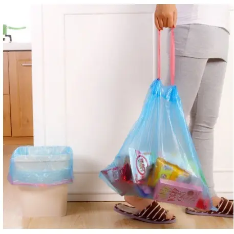 Kantong Plastik Sampah Roll Ukuran 45x50Cm Dengan Tali Pengikat Isi 15 Lembar / Tas Kresek Sampah Dapur Gulung Serbaguna Sekali Pakai