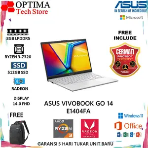 Asus vivobook GO 14 Ryzen 3-7320U Ram 8GB 512SSD 14.0 FHD W11+OHS Laptop Laptop