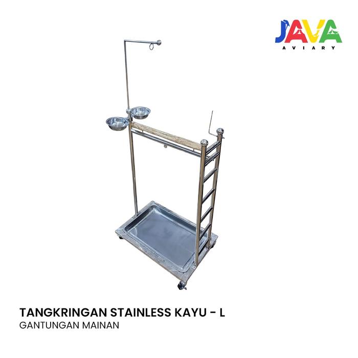 Gambar Tangkringan Stainless Kayu XL + gantungan Mainan parrot dari Java Aviary Kota Administrasi Jakarta Selatan Tokopedia