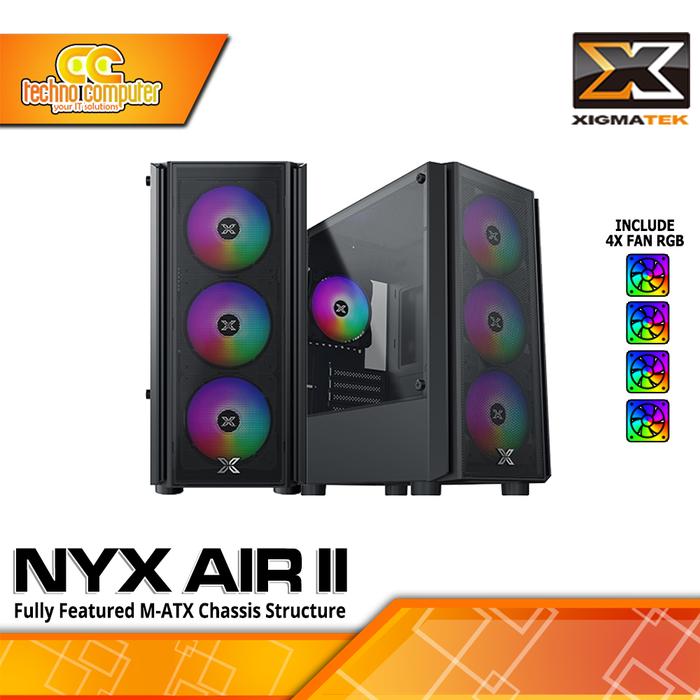 Gambar CASING XIGMATEK NYX AIR II - Mid Tower m-ATX Case Tempered Glass (Free 4x RGB Fan) dari Techno Computer Bali Kota Denpasar Tokopedia