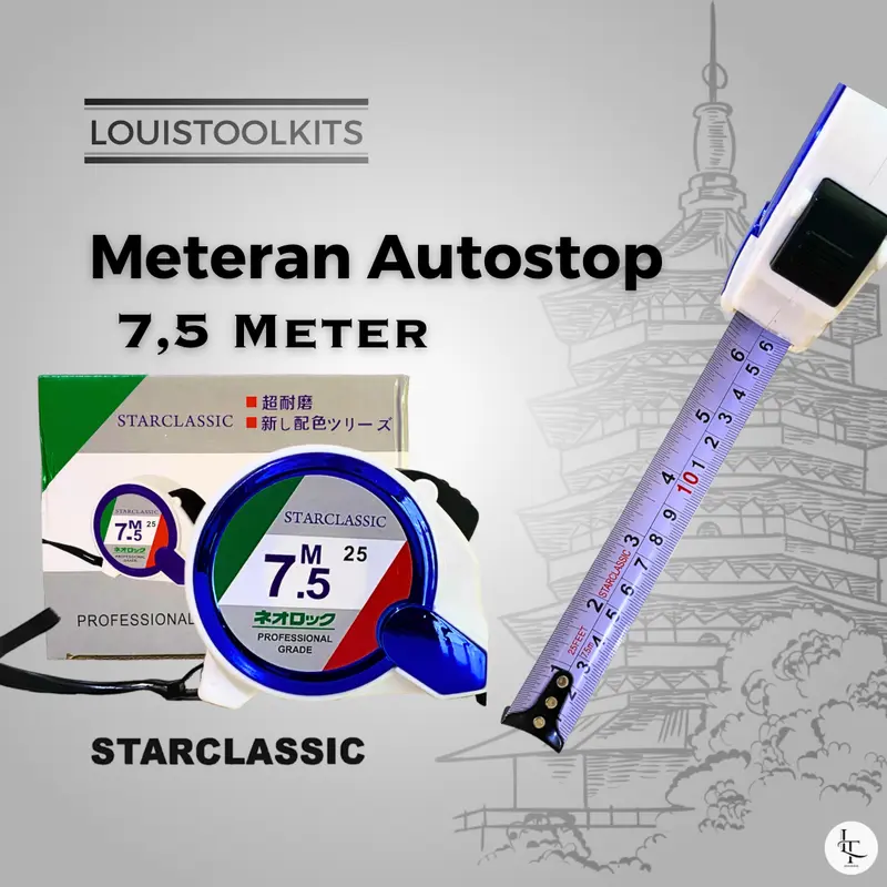 Meteran Tukang/ Measuring Tape/ Meteran PVC 7,5 Meter Auto stop [ Per 6 Pcs ] 4