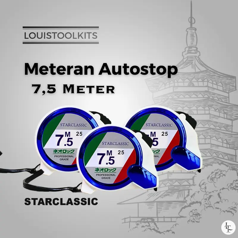 Meteran Tukang/ Measuring Tape/ Meteran PVC 7,5 Meter Auto stop [ Per 6 Pcs ] 0