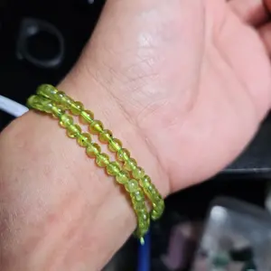 PERIDOT OLIVINE BATU ASLI 4MM GELANG DOUBLE LAYER 38CM