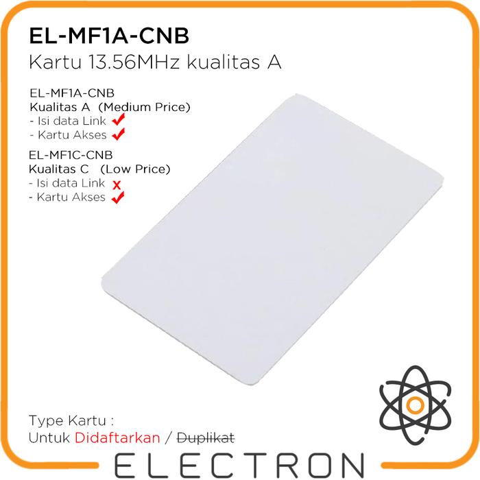 Gambar EL-MF1A RFID 13.56 MHz 1K Card Tag NFC HF ISO 14443A Kartu Akses RC522 - EL-MF1A, CNB(Non coated) dari Electron ID_NEW Kota Tangerang Tokopedia