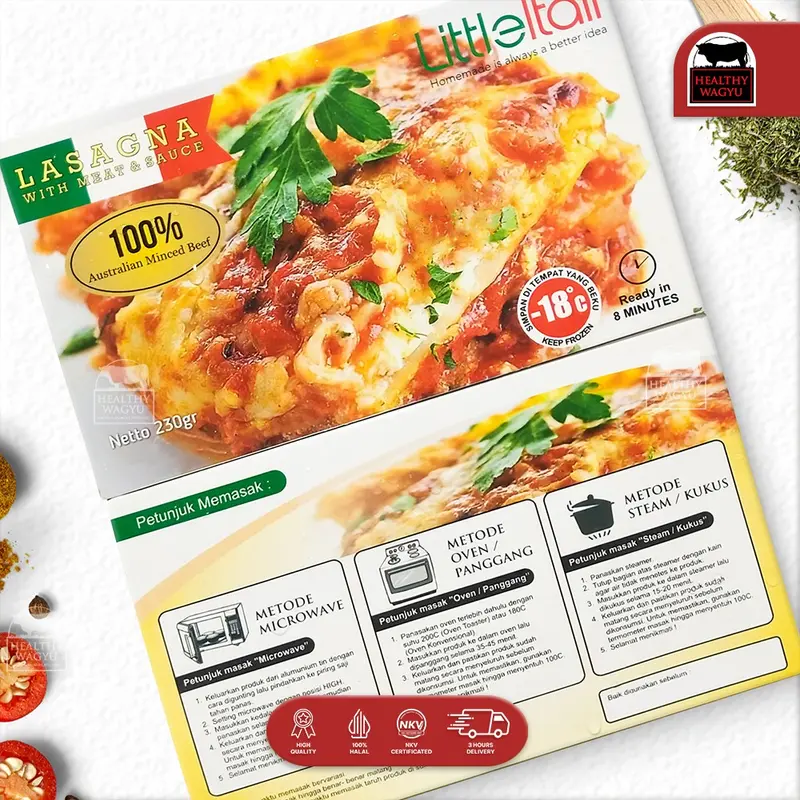 Beef Lasagna Meat and Sauce Little Itali Ready To Eat Healthy Wagyu 1