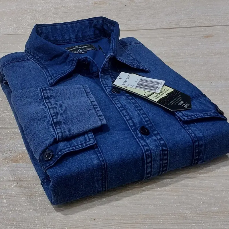 kemeja jeans lengan panjang pria jumbo size besar bahan denim jeans 4