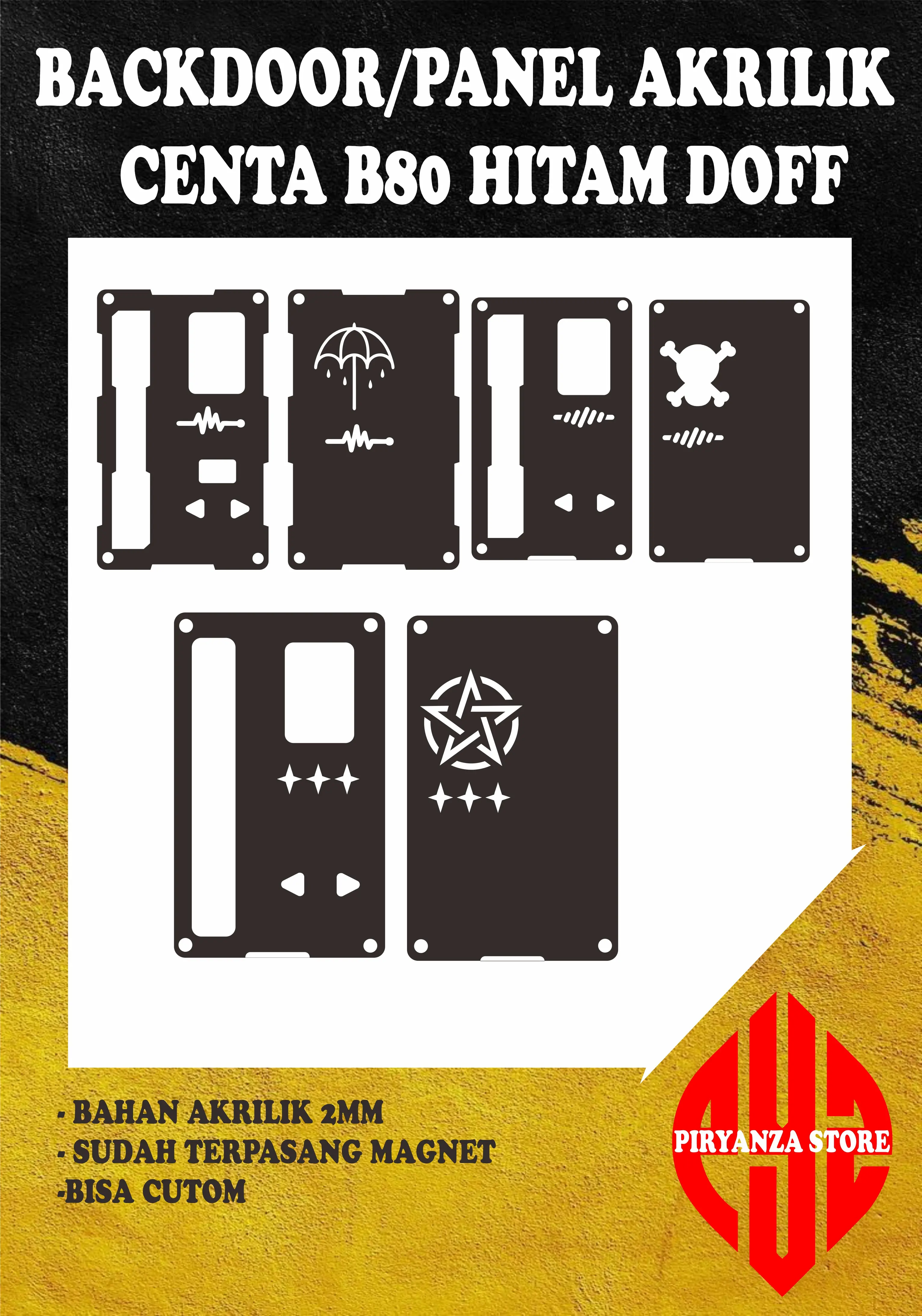 Panel Backdoor Centa B80 Akrilik Hitam Doff-PiryanzaStore