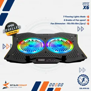 NYK X6 Thunderstorm Gaming Cooling Pad Laptop 2 Fan X-6 X 6