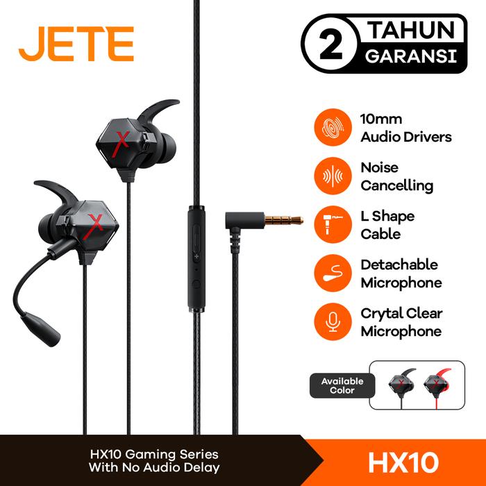 Gambar Earphone Gaming | Headset Gaming JETE-X HX10 Mic Adjustable - Original - Black dari JETE Indonesia Mall Kota Makassar Tokopedia