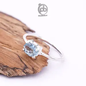 Cincin Sky Topaz Wanita Perak 925 Asli Cengkram Sakayana