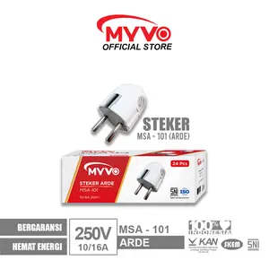 MYVO Steker MSA-101 Arde Putih Kepala Colokan Bulat Asli Kuningan