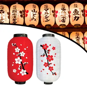 10 Inch Lampion Jepang Merah Putih Lampion Lonjong Jepang Untuk Dekorasi Restoran