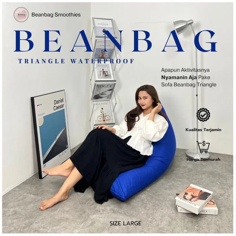 BEANBAG WATERPROFF Triangle Size Large Plus ISI | bean bag waterproof sofa 0