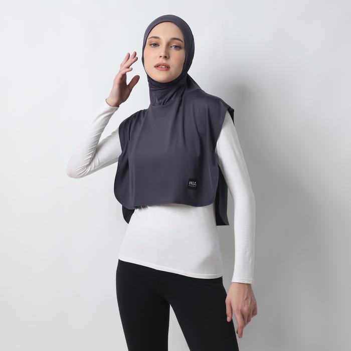 Gambar HIA Everywear Reezalin Sport Hijab Instan Antem Slim Spandex Premium Abu Gelap dari HIA EveryWear Kota Bandung Tokopedia