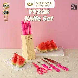 Vicenza Pisau Dapur Set Stainless Steel Aneka Warna V920K Pink