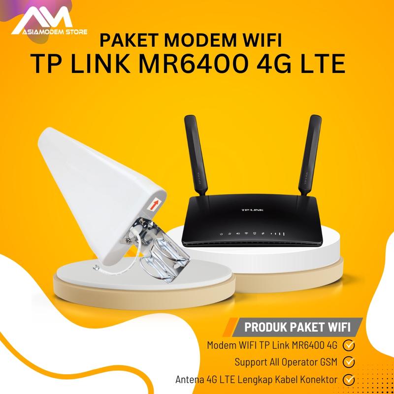 Asiamodem Router Paket Router Modem WIFI 4G LTE TPLINK MR6400 & Antena Yagi Grid - Shop ...