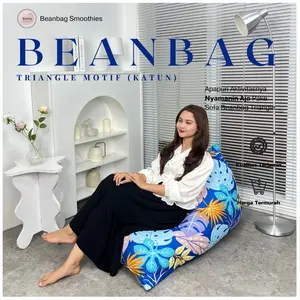 Bean Bag Triangle Plus ISI Size Dewasa Motif Leaf Navy Premium murah Beanbag Big