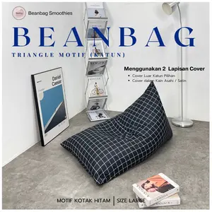 Bean Bag Triangle Plus ISI Size Dewasa Motif Kotak Hitam