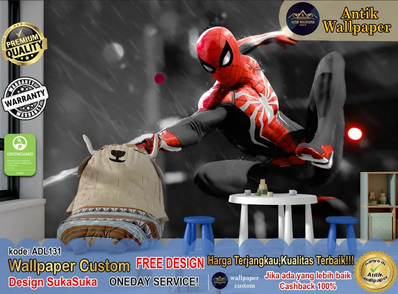 Wallpaper Custom 3D Motif Spiderman - Animasi Kartun Anak - Wallsticker 4