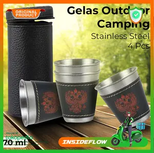 Gelas Camping Mini Travel Outdoor Mug Stainless Steel 70ml 4PCS