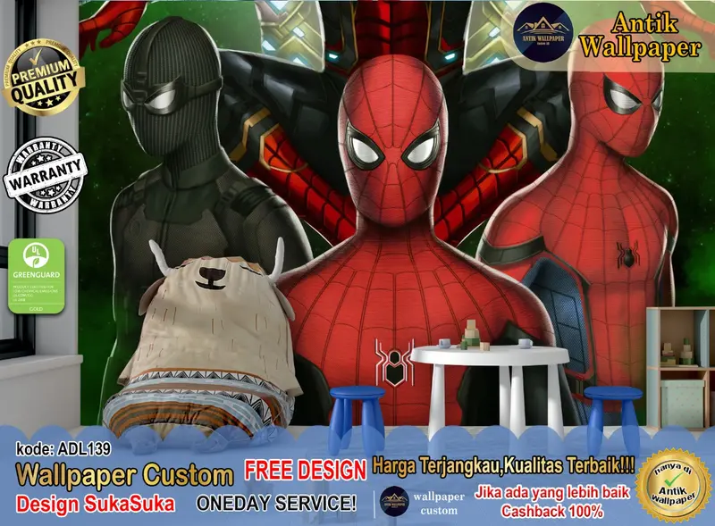 Wallpaper Custom 3D Motif Spiderman - Animasi Kartun Anak - Wallsticker 2