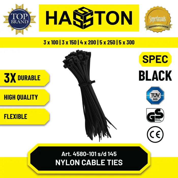 Gambar Hasston Kabel Ties/Cable Ties/Ikat Kabel 3x150mm (4580) - Putih, 3x100mm (10cm) dari Hasston Tools Kota Administrasi Jakarta Pusat 5 Tokopedia