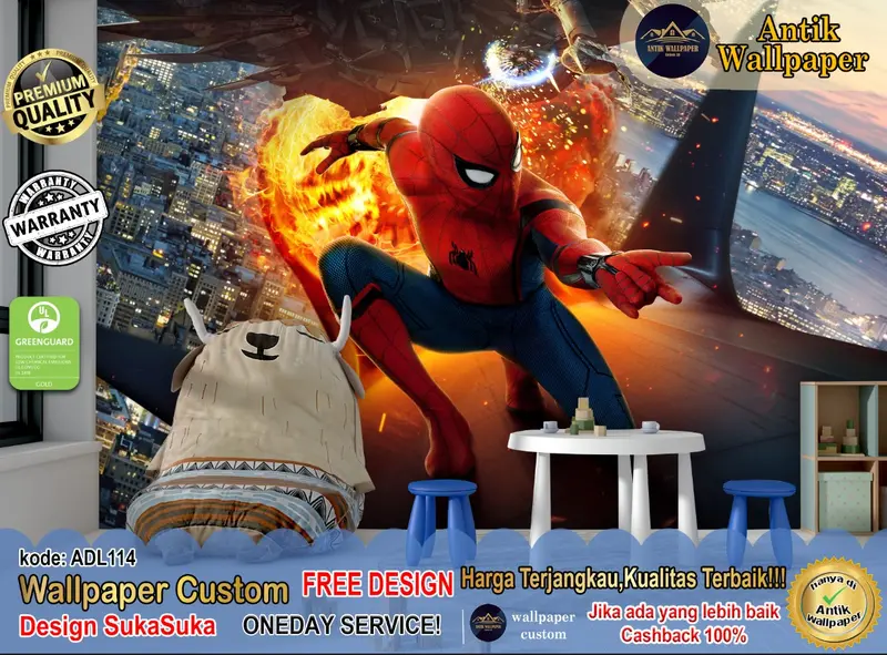 Wallpaper Custom 3D Motif Spiderman - Animasi Kartun Anak - Wallsticker 6