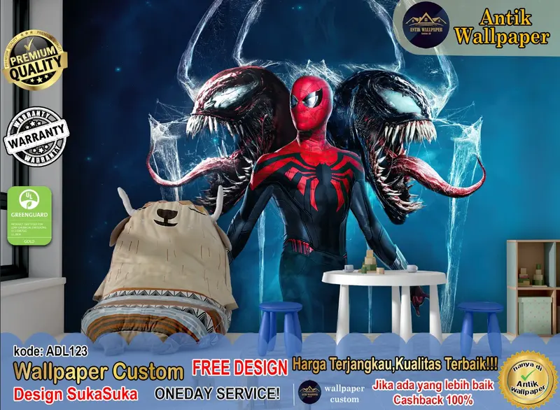Wallpaper Custom 3D Motif Spiderman - Animasi Kartun Anak - Wallsticker 0