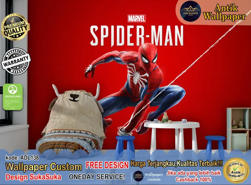 Wallpaper Custom 3D Motif Spiderman - Animasi Kartun Anak - Wallsticker 8
