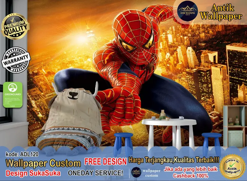 Wallpaper Custom 3D Motif Spiderman - Animasi Kartun Anak - Wallsticker 5
