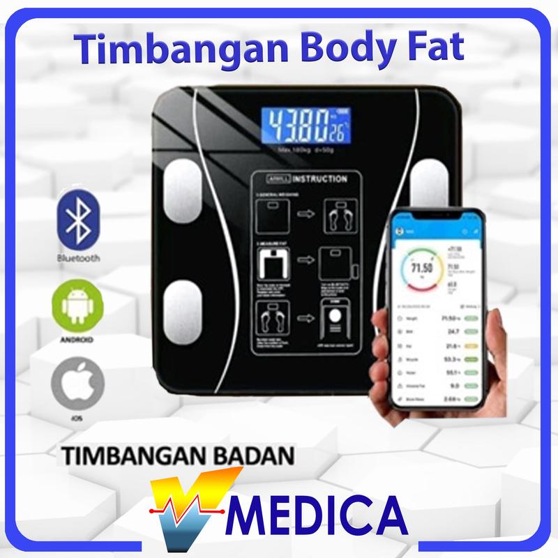 Timbangan Badan Digital Bluetooth Body Fat Monitor Analysis App 180KG 0