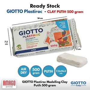 GIOTTO Plastiroc Modelling Clay 500 gram WHITE - Tanah Liat PUTIH 500 gram Mengering Terkena Udara