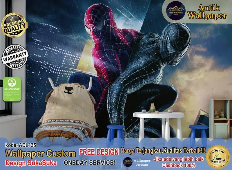 Wallpaper Custom 3D Motif Spiderman - Animasi Kartun Anak - Wallsticker 7