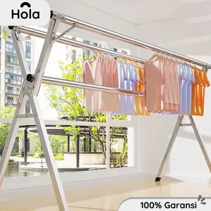 Jemuran Baju Besi Portable Lipat Modern Kokoh Serbaguna Anti Korosi Stainless