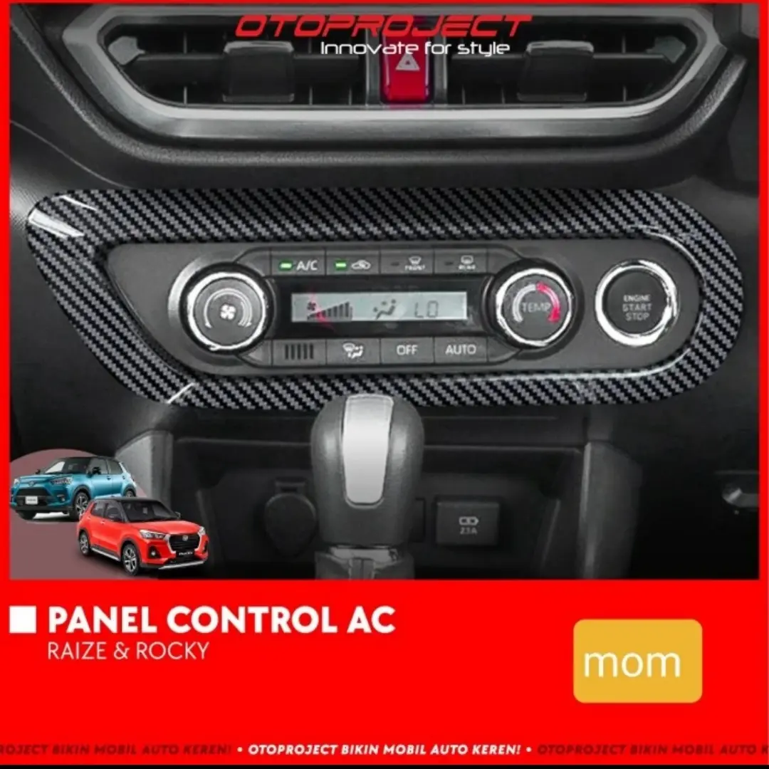 Otoproject Panel Control AC Dashboard Raize & Rocky - Carbon Hitam - Plastik ABS - Termasuk Perekat 3M - ACMobil