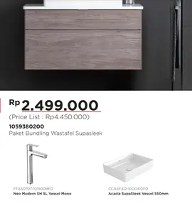 Paket Promo Wastafel American Standard Acacia SupaSleek Vessel + Kran Neo Modern