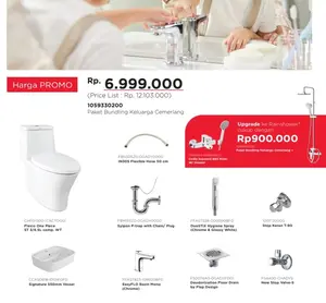 Paket Bundling Cemerlang Closet Flexio + Wastafel + Kran Shower Panas Dingin