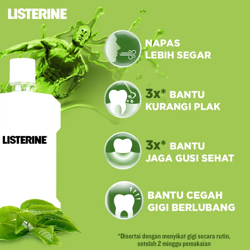 LISTERINE Green Tea Mouthwash 500ml (Isi 2) - Obat Kumur Antiseptik 4