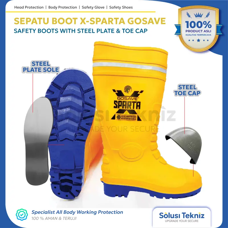 Sepatu Boot Safety Proyek Ujung Bawah Besi Steel Toe Gosave X Sparta safety  gear 0